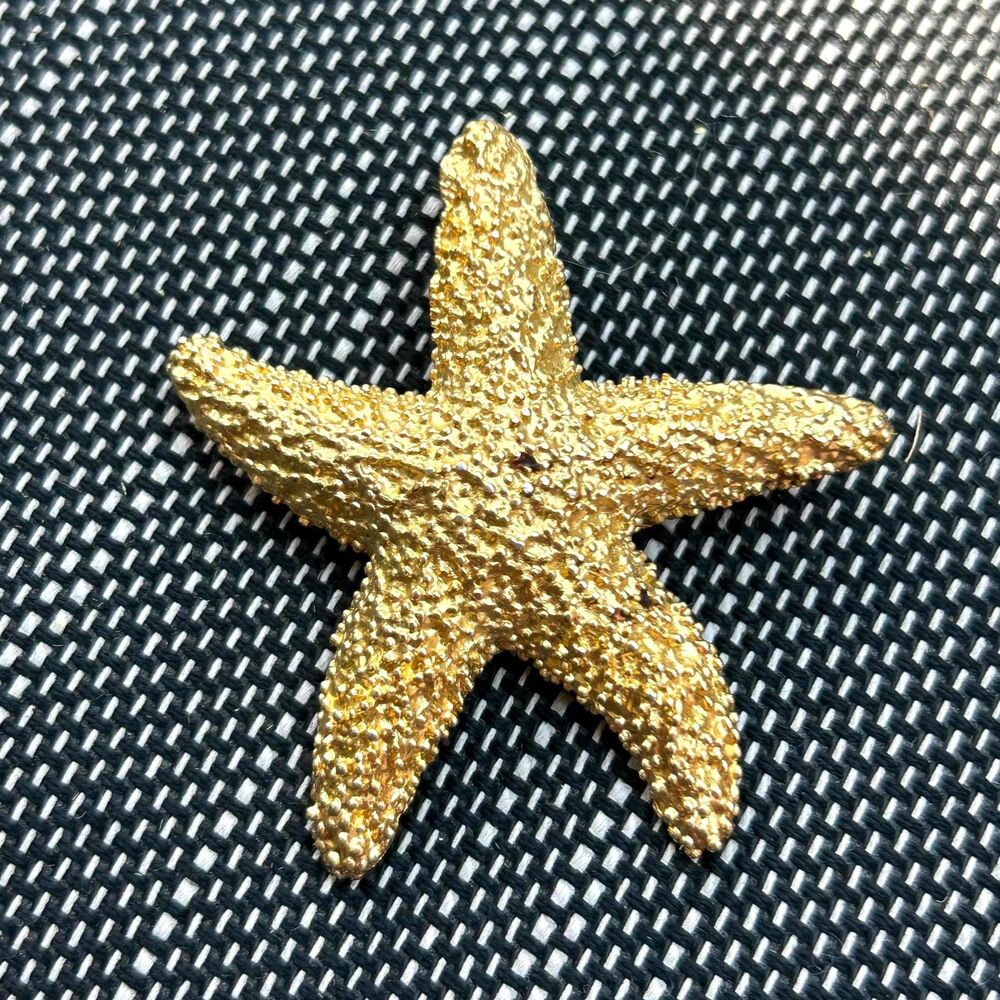Textured Gold Starfish Brooch - Vintage Statement Pin
